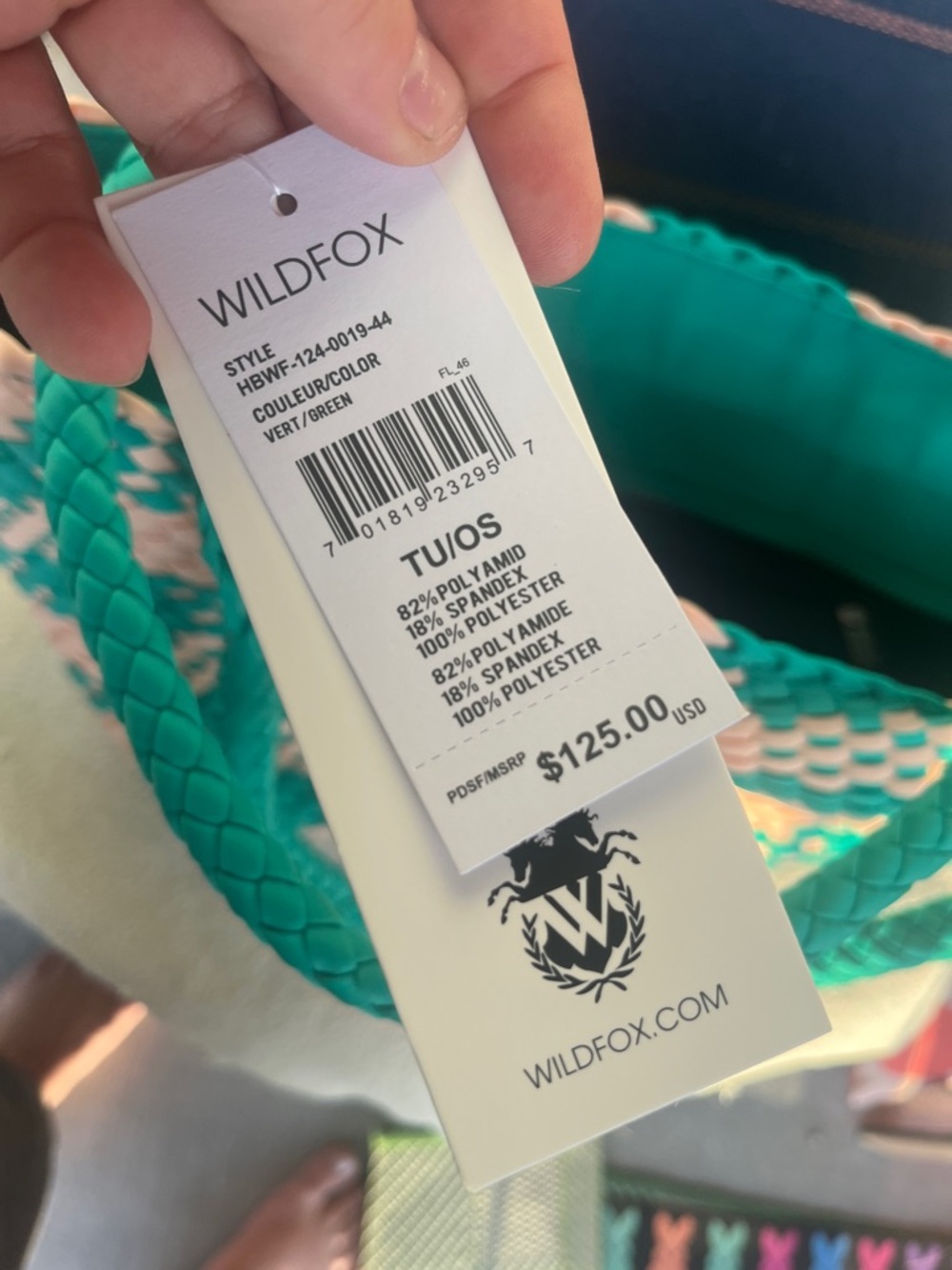 Wildfox Teal and Blush Woven Tote - Picture 4 of 4